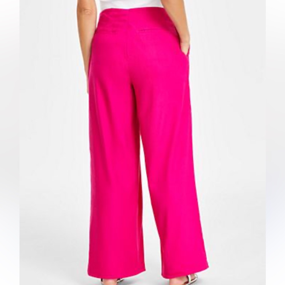 NWT EXPRESS Vibrant Pink Pull On Elastic Waist Cotton Gauze Wide-Leg Pant